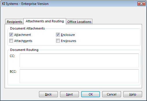 Memo wizard - attachments & routing tab