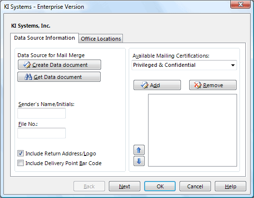 Merge Envelope with data document wizard